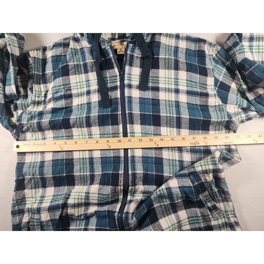Canyon Creek Hoodie Women Large Plaid Unlined Full Zip Cotton Casual Jacket - Picture 4 of 10